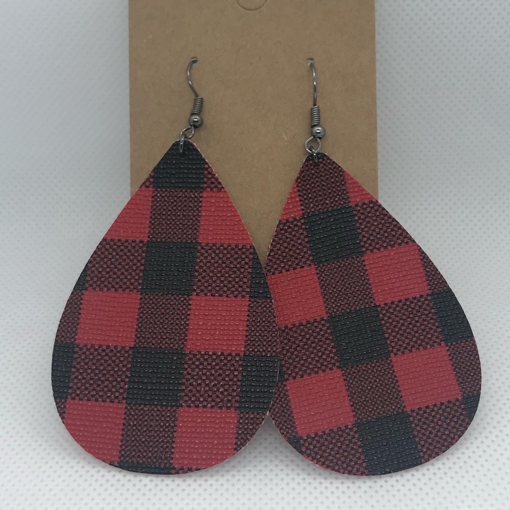 3/$15 Buffalo plaid handmade earrings